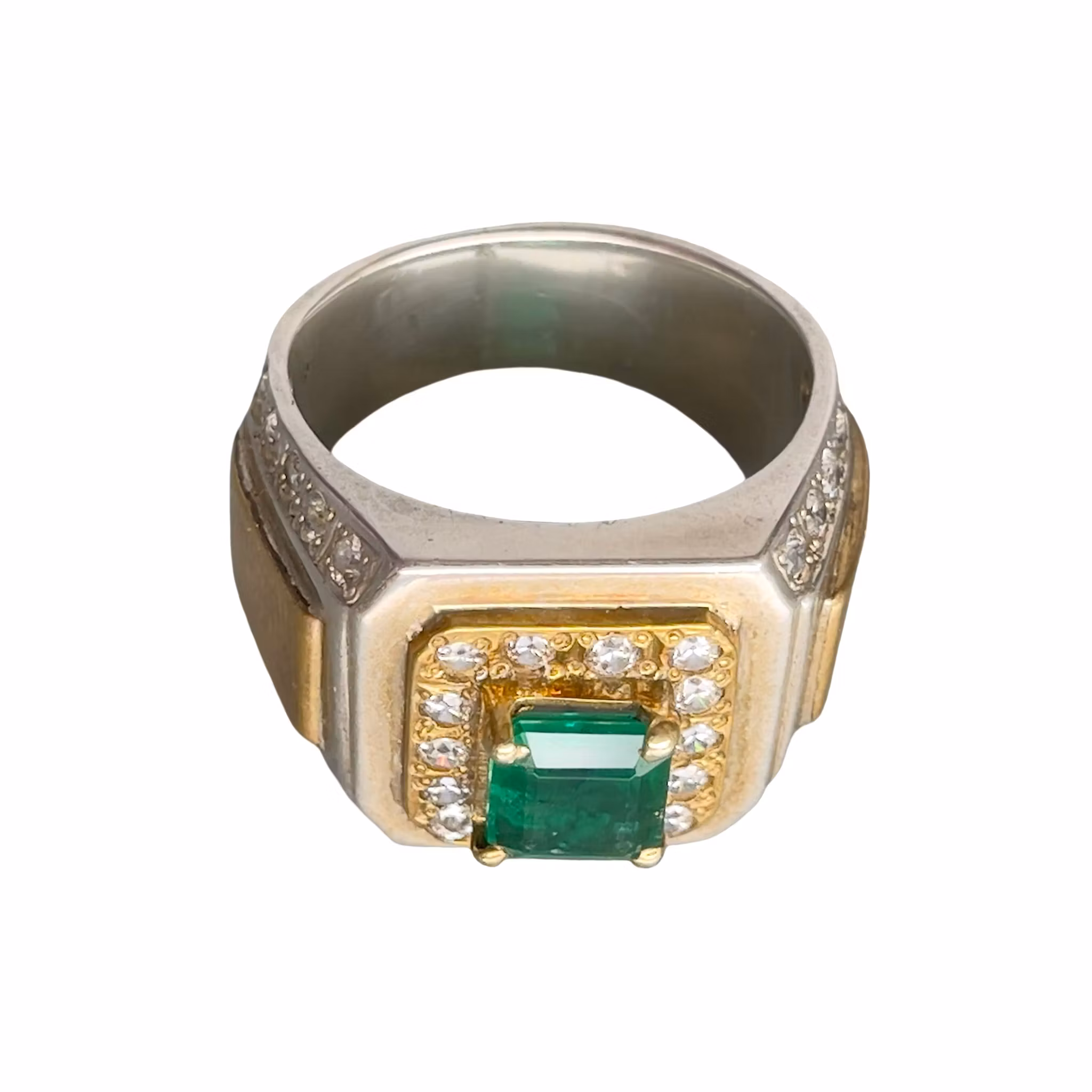 Exklusiv 2 ct naturlig smaragd silverring 925 - 13 g