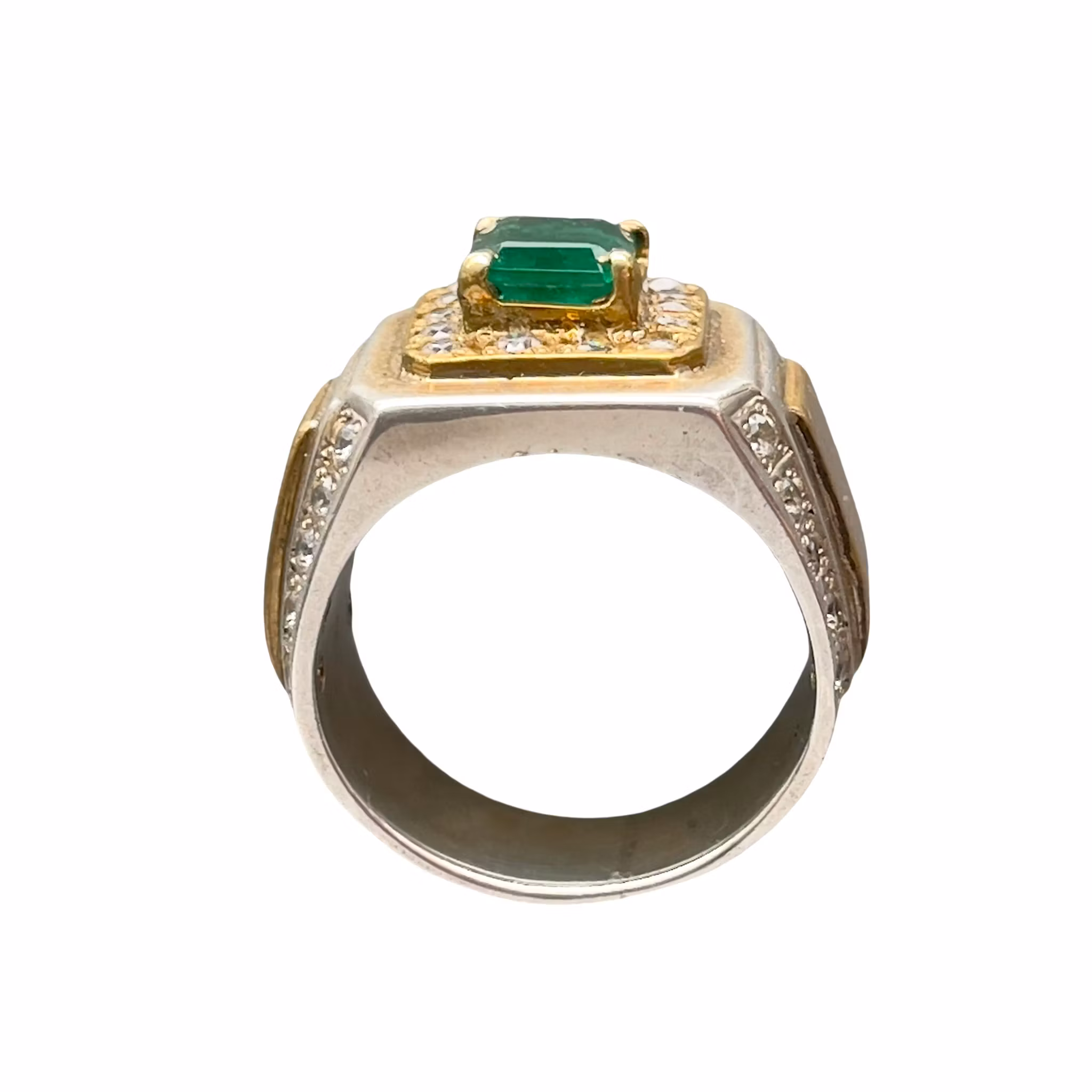 Exklusiv 2 ct naturlig smaragd silverring 925 - 13 g