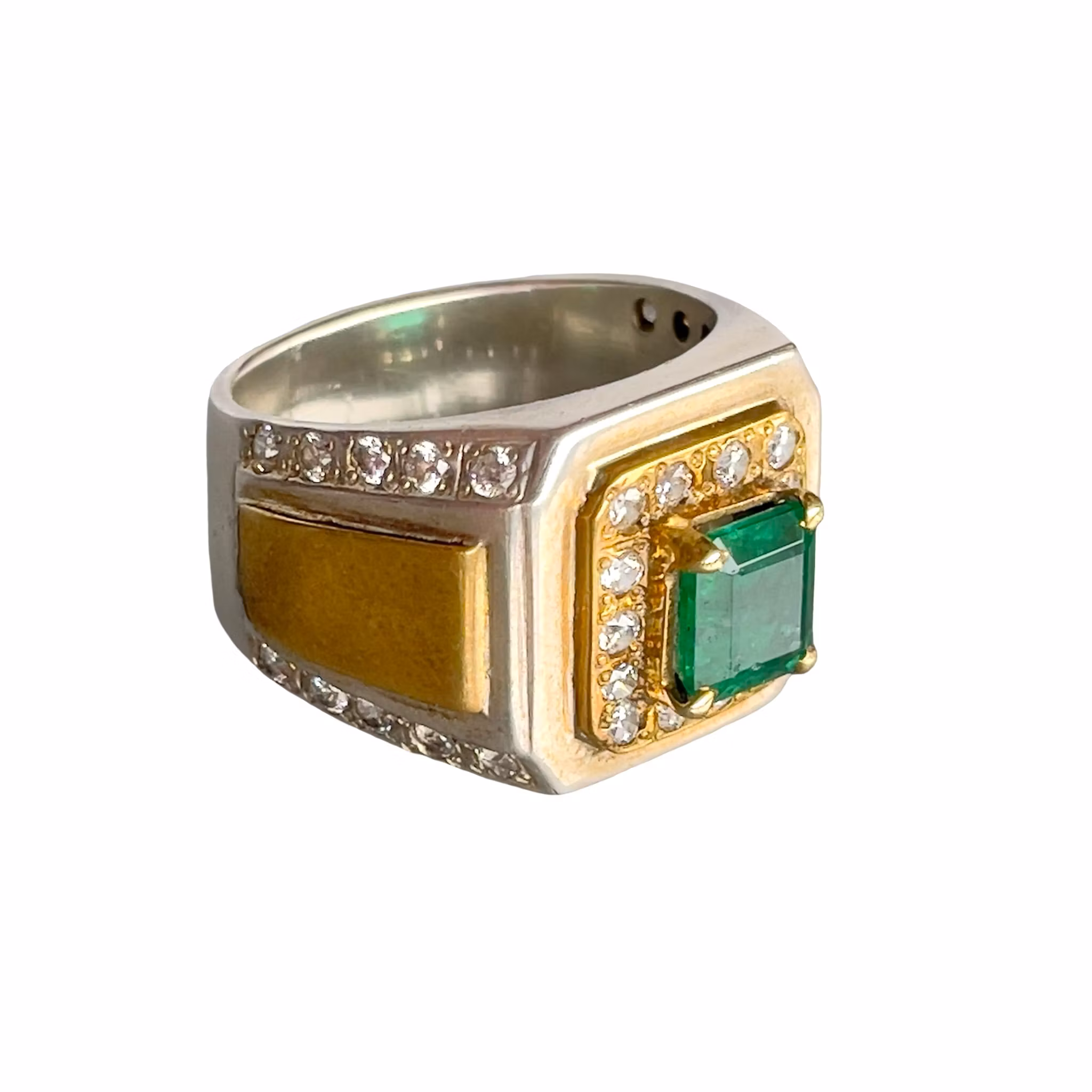 Exklusiv 2 ct naturlig smaragd silverring 925 - 13 g