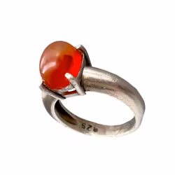 Anillo vintage de plata 925 con cornalina de 4 quilates - Cabujón rojo anaranjado