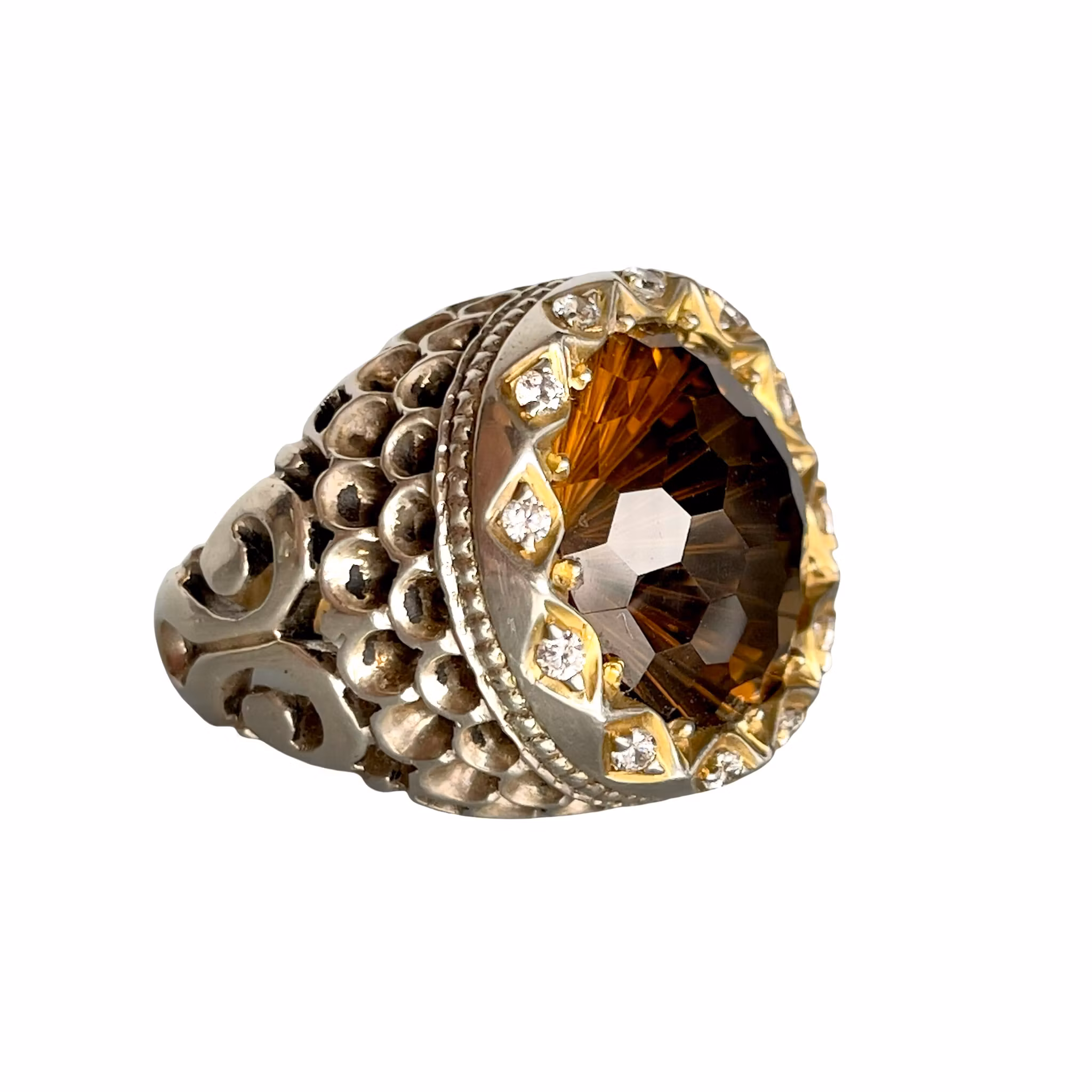 Exklusiv ca 30 ct naturlig briljant slipad rökkvarts - Massiv silverring 925 - 32 g