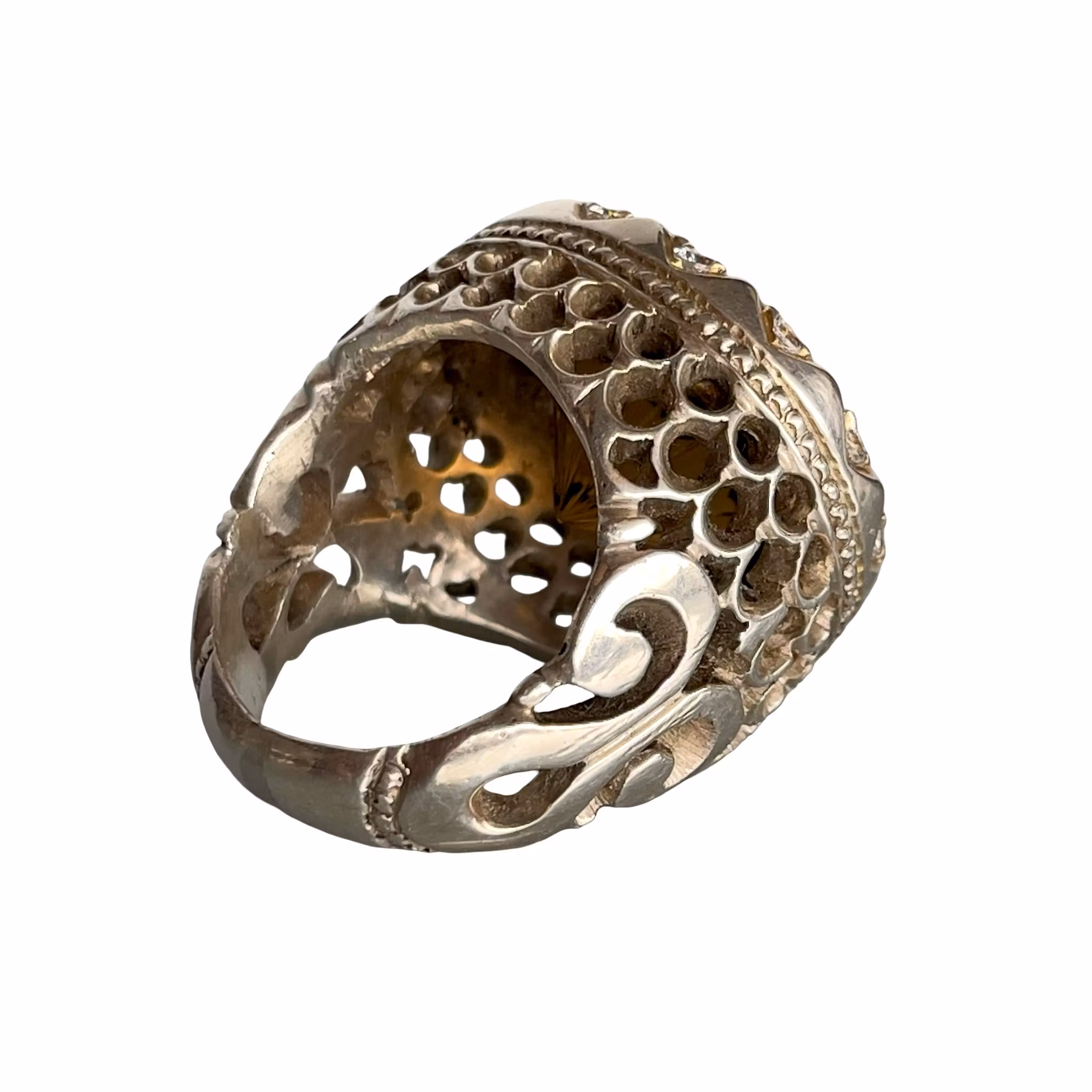 Exklusiv ca 30 ct naturlig briljant slipad rökkvarts - Massiv silverring 925 - 32 g