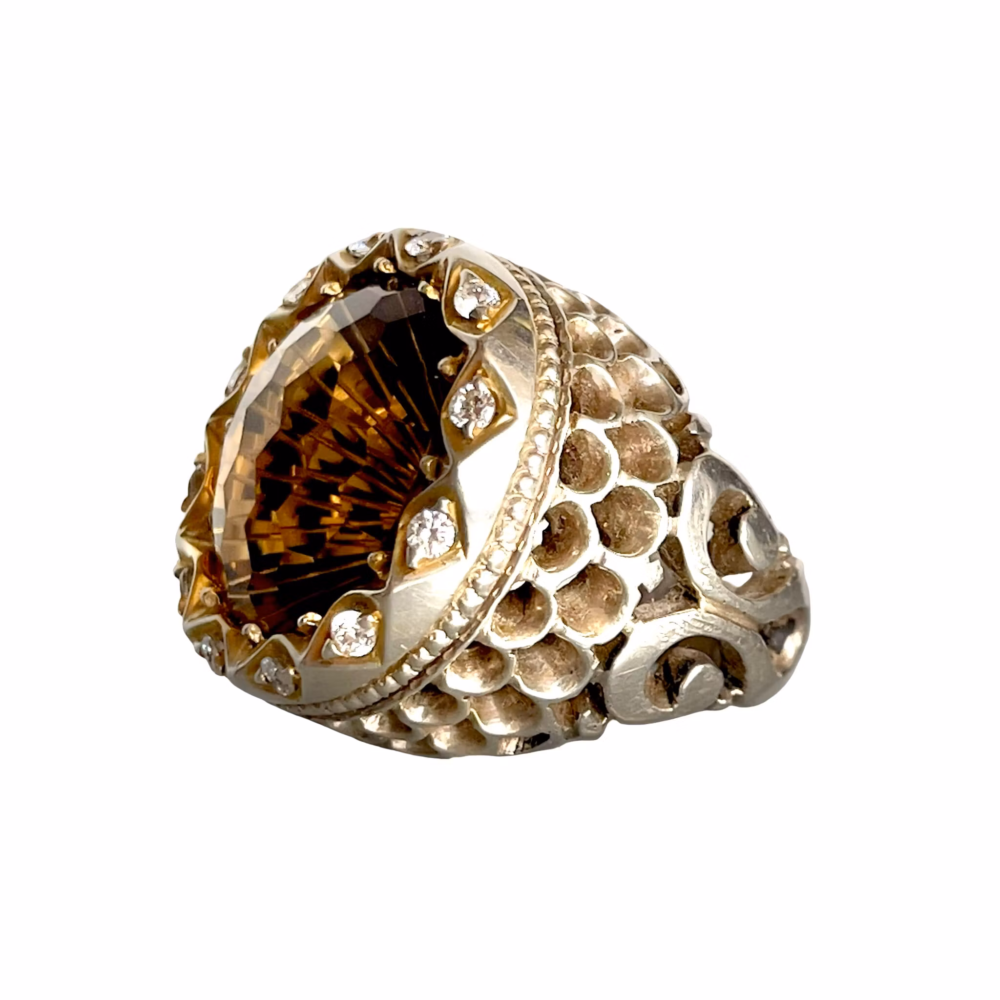 Exklusiv ca 30 ct naturlig briljant slipad rökkvarts - Massiv silverring 925 - 32 g