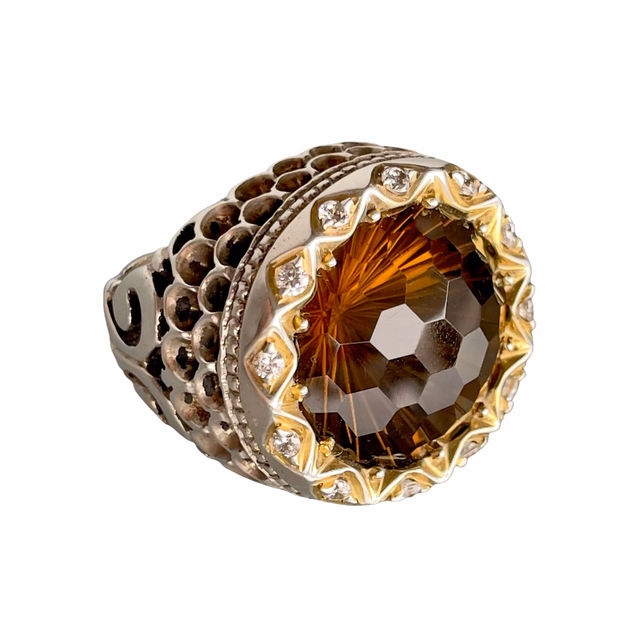 Exklusiv ca 30 ct naturlig briljant slipad rökkvarts - Massiv silverring 925 - 32 g