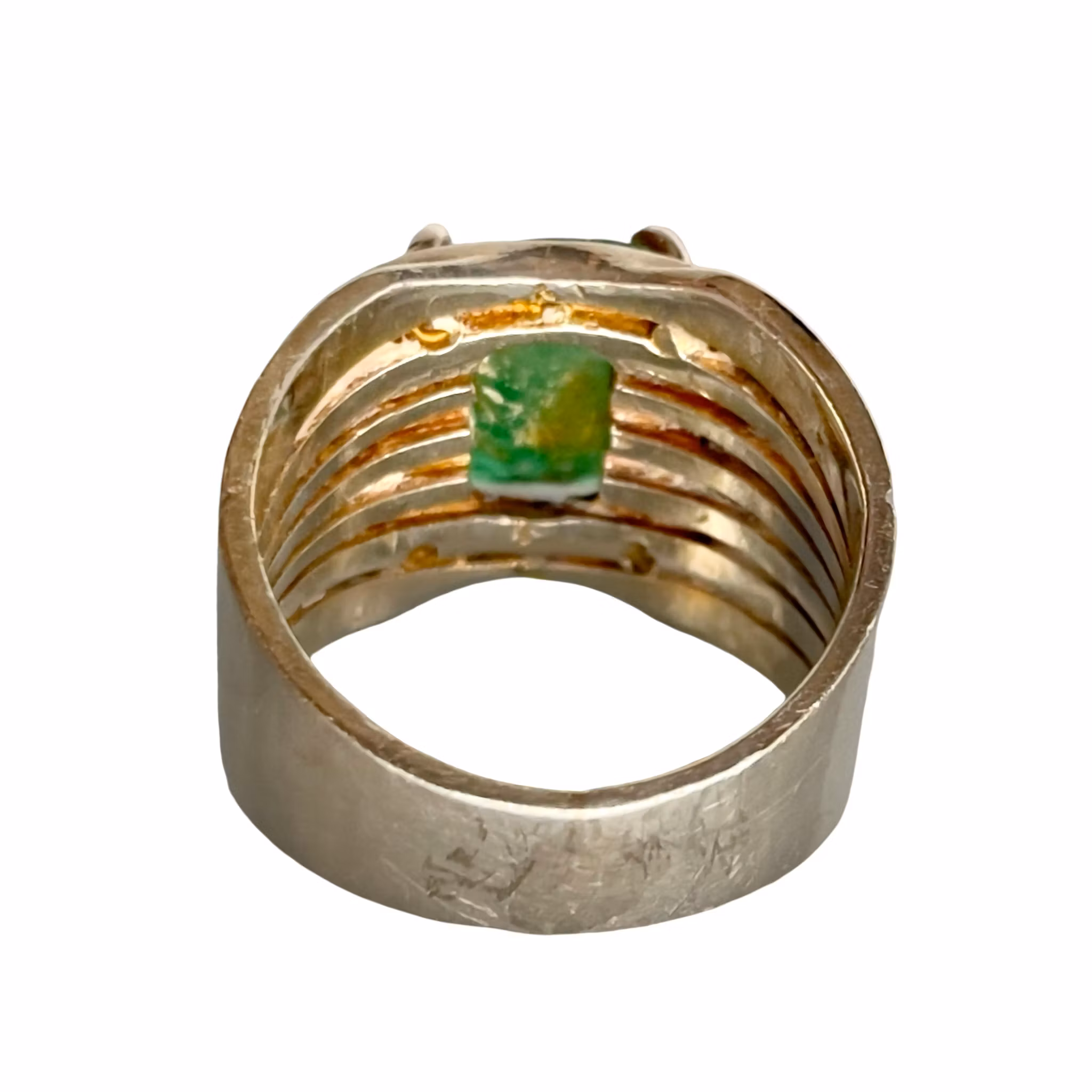 Elegant silverring med stor naturlig smaragd ca 4,6 ct - kraftig modell