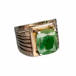 Elegant silverring med stor naturlig smaragd ca 4,6 ct - kraftig modell