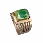 Elegant silverring med stor naturlig smaragd ca 4,6 ct - kraftig modell