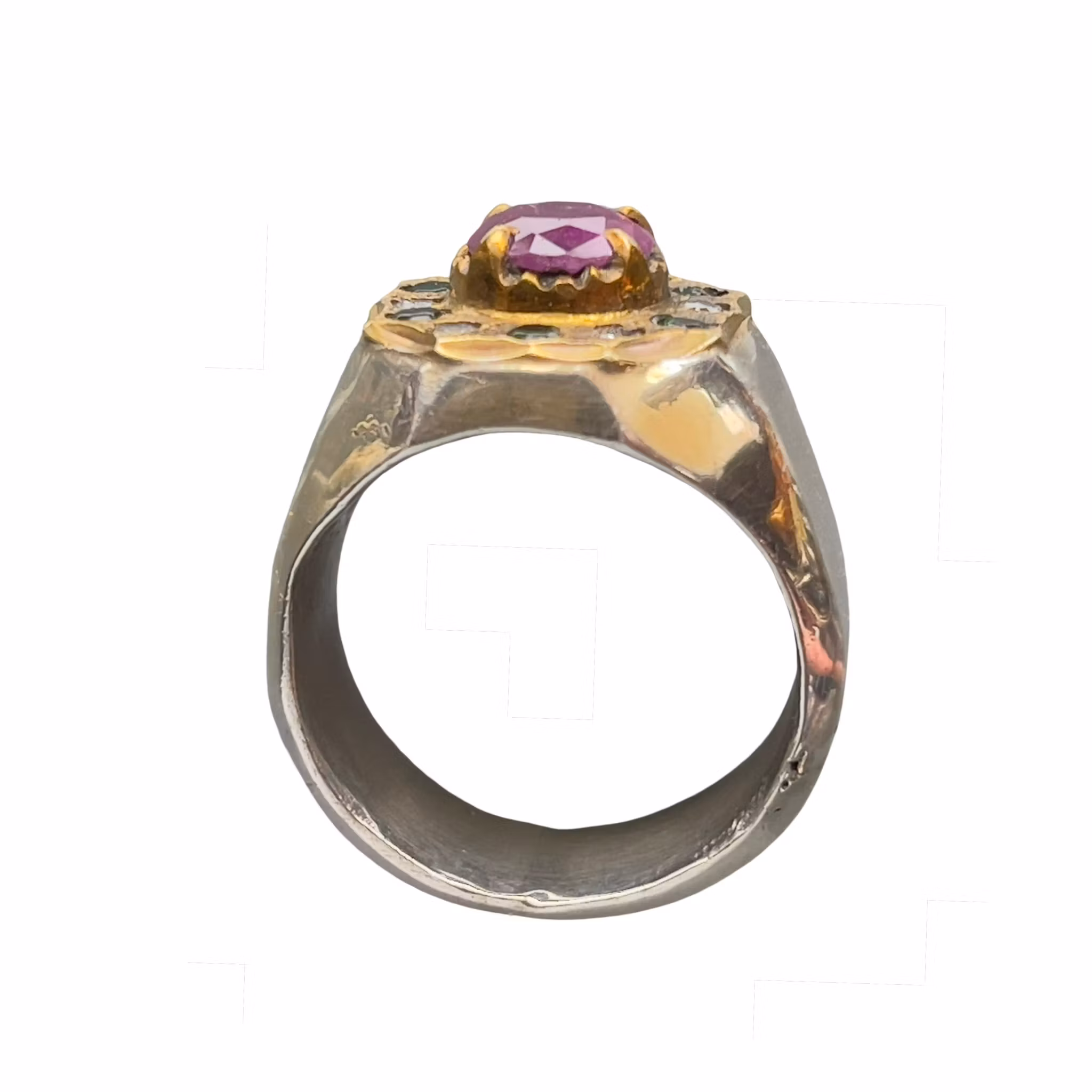Exklusiv naturlig rubin ca 1,5 ct med smaragder - Sterling silver 925 - 14 g