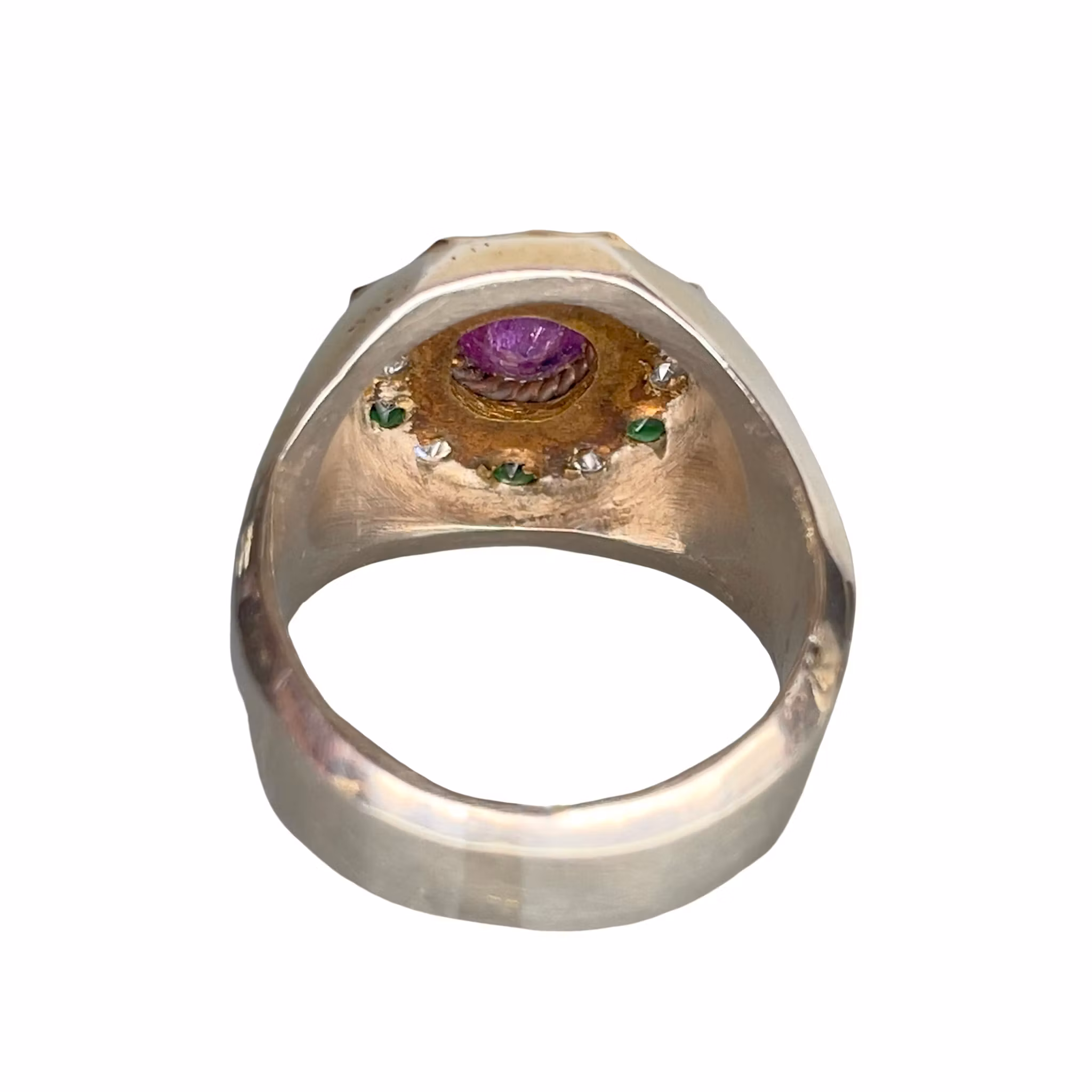 Exklusiv naturlig rubin ca 1,5 ct med smaragder - Sterling silver 925 - 14 g