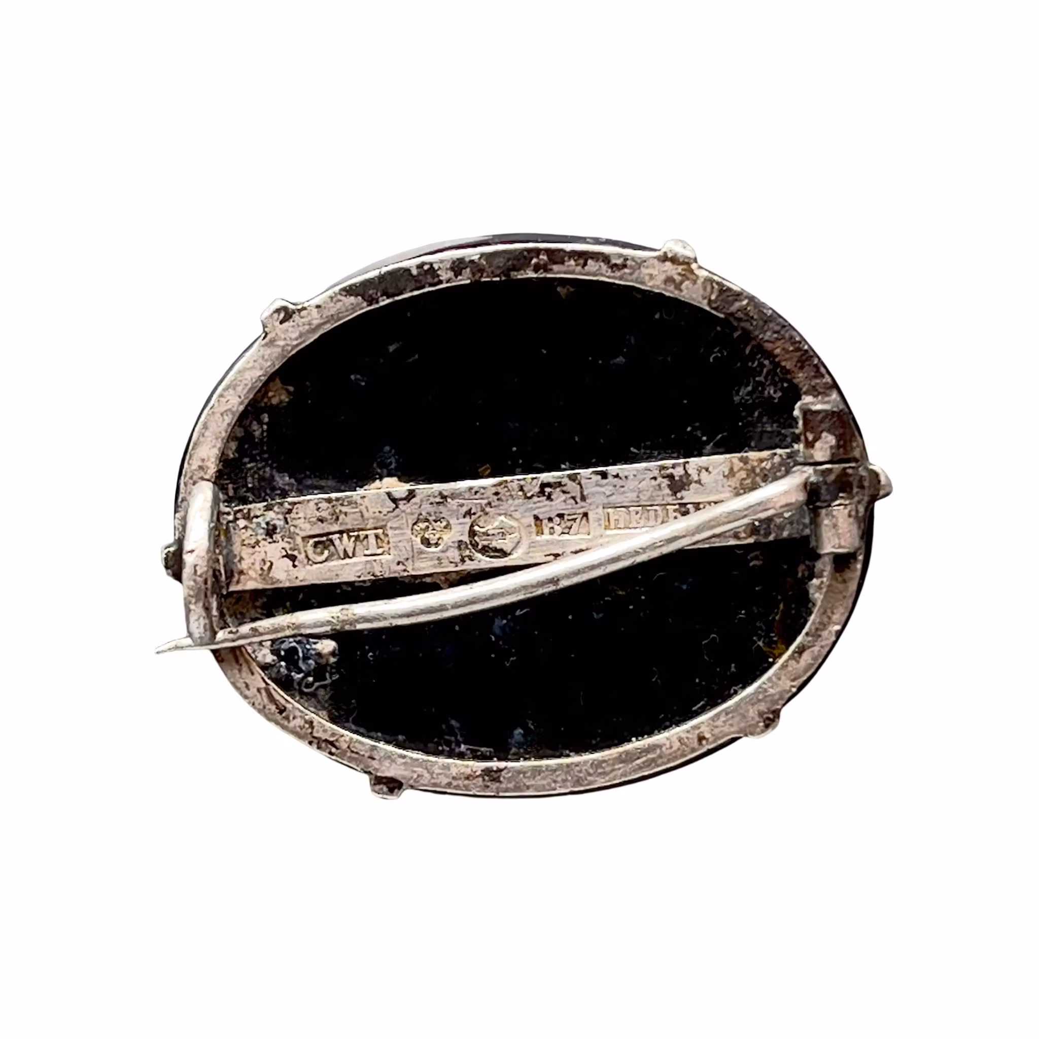C.W. Täckholm / Hedblom - Onyx brosch - Sterling silver - 1919