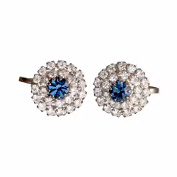 Vintage clipsörhängen - Blå glassten - Strass - 5 g
