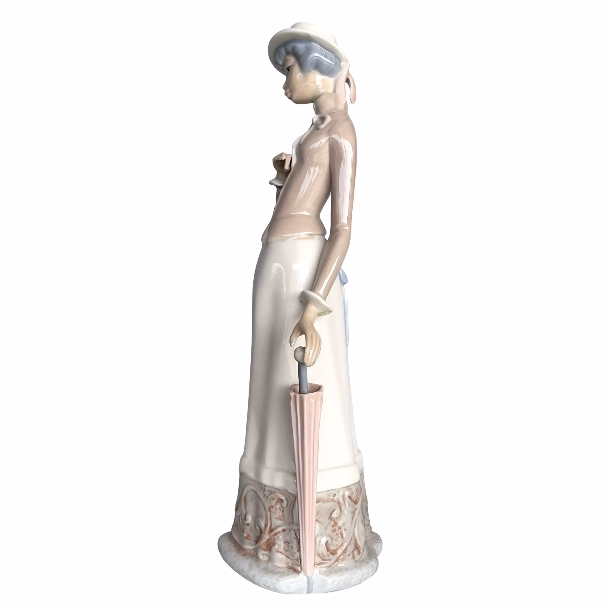 Vintage porslinsfigur - Elegant dam med parasoll - Spanien