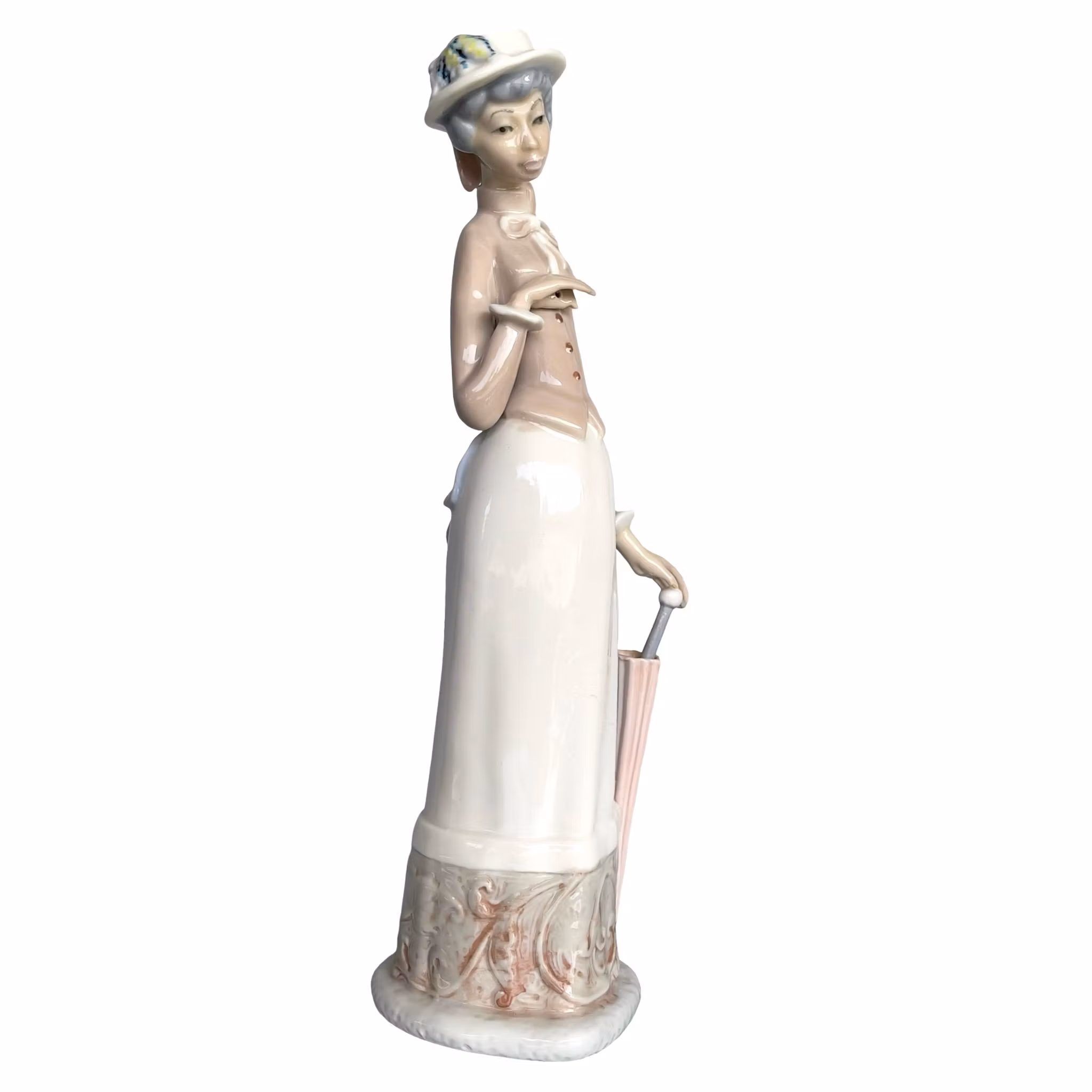 Vintage porslinsfigur - Elegant dam med parasoll - Spanien