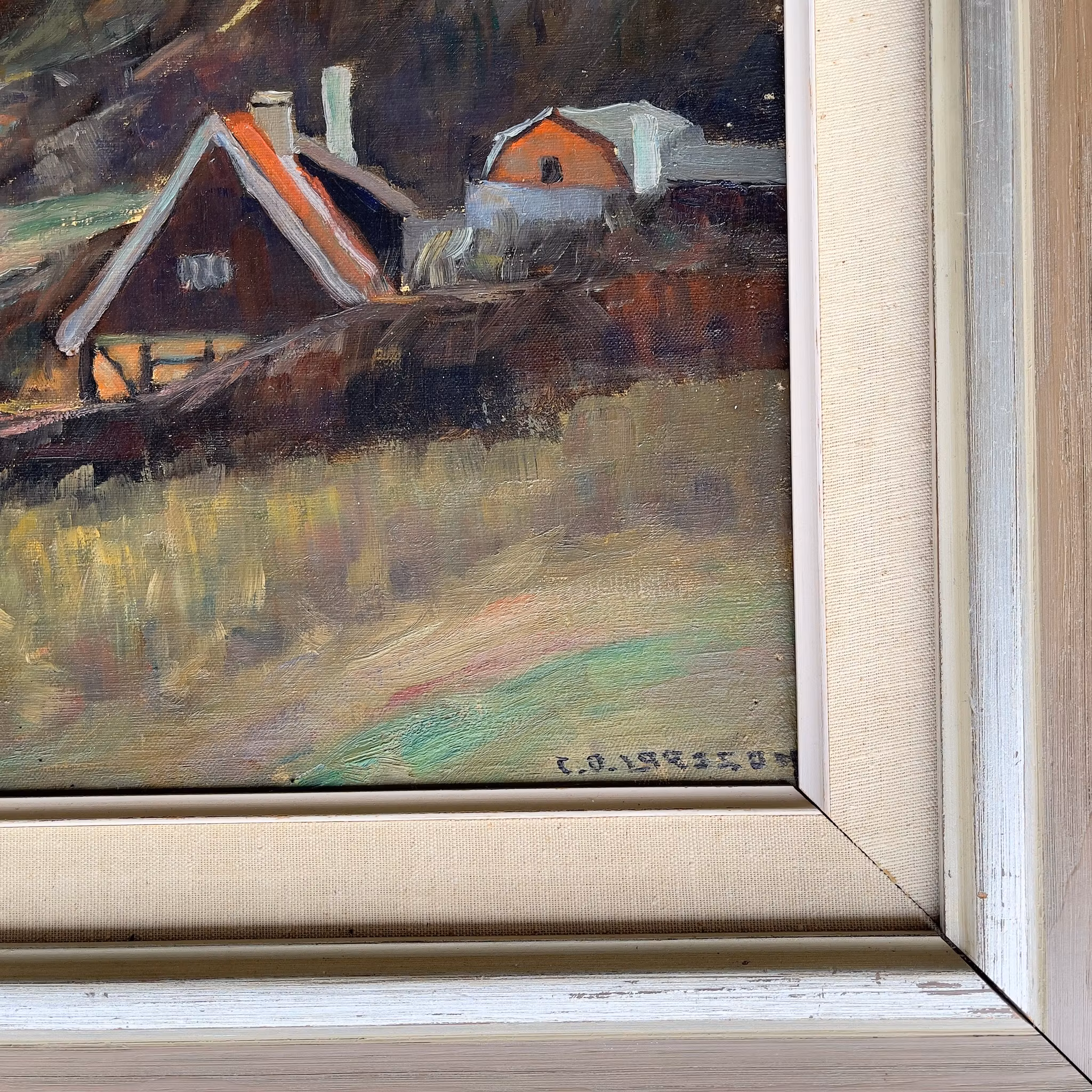 Carl Oscar Larsson (1887-1962) - Kustlandskap - Oljemålning på pannå - Signerad