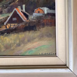 Carl Oscar Larsson (1887-1962) - Kystlandskab - Oliemaleri på panel - Signeret