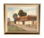 Hartvig Schalin (1890-1975) - Skånskt gårdsmotiv - Olja på pannå - Signerad