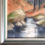 Ivar Johansson (1897-1957) - Skogslandskap med bäck - Olja på duk - Signerad