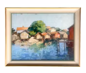 KNUT NORMAN (1896-1977) - Oljemålning - Kustmotiv med sjöbodar - Signerad