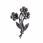 Victor Janson - Vintage silverbrosch med markasiter - Blommor & blad
