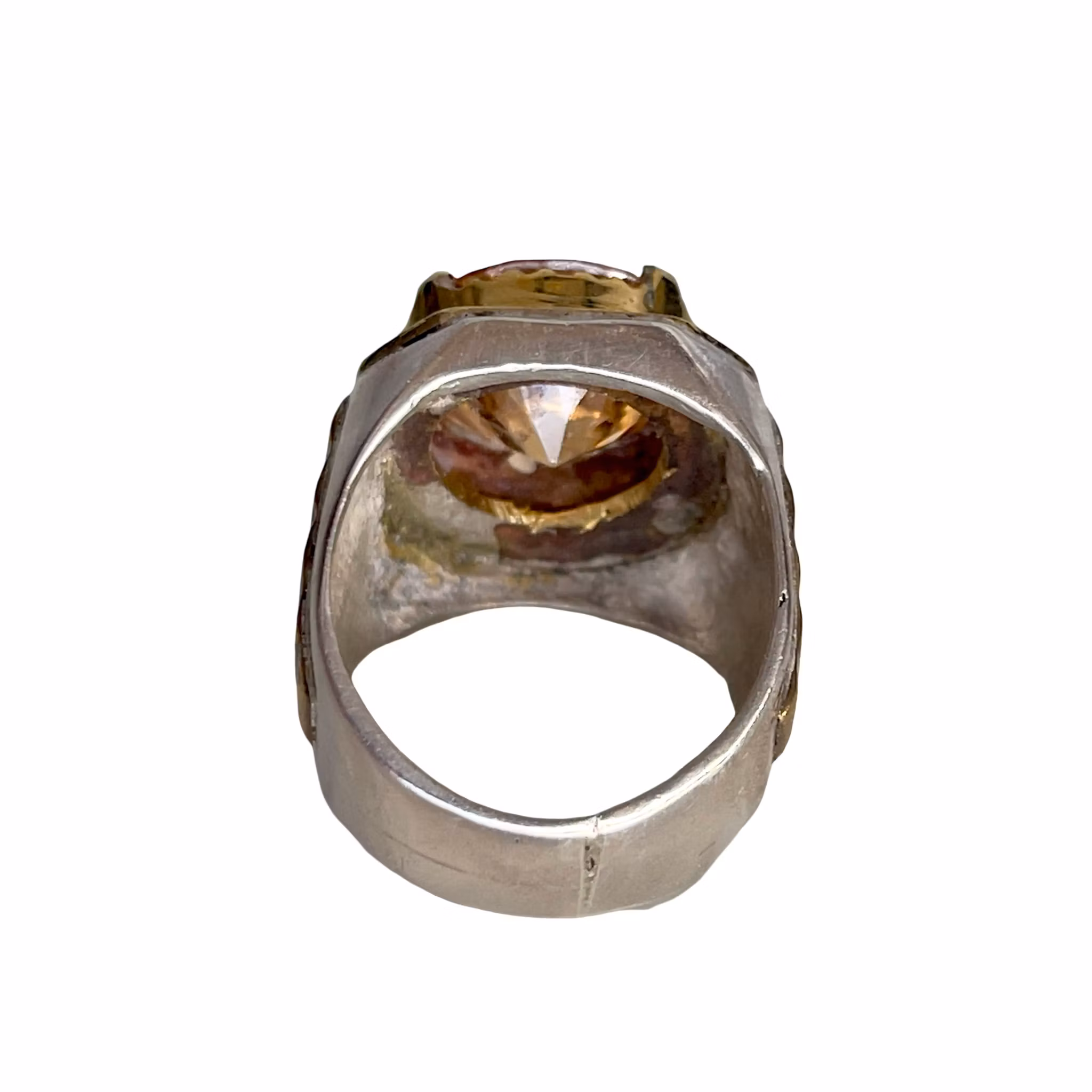 Elegant vintage silverring med 8 ct briljant slipad citrin - 17 g