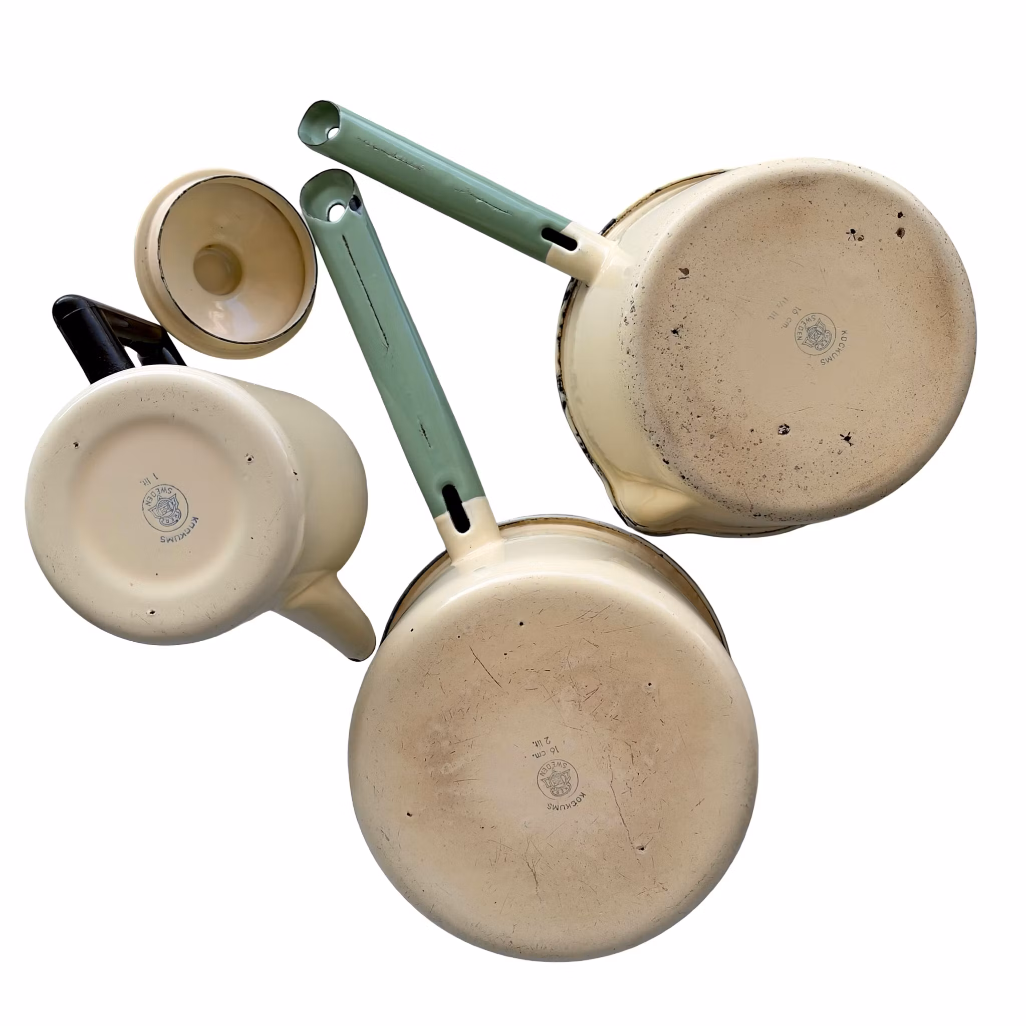 Kockums Sweden - Vintage emaljset i 3 delar - Kastruller & kaffepanna