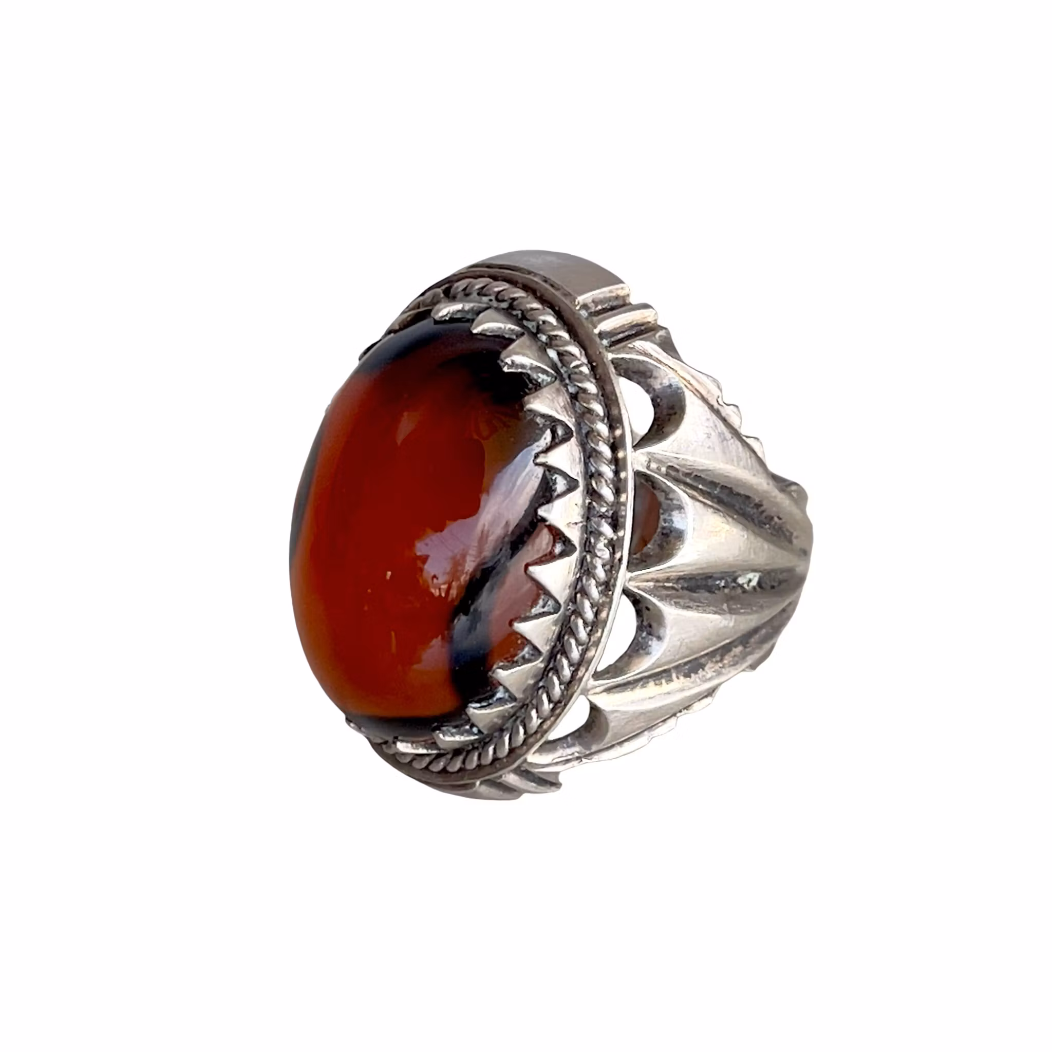 Vintage silverring med 20 ct stor Agat/karneol - 14 g