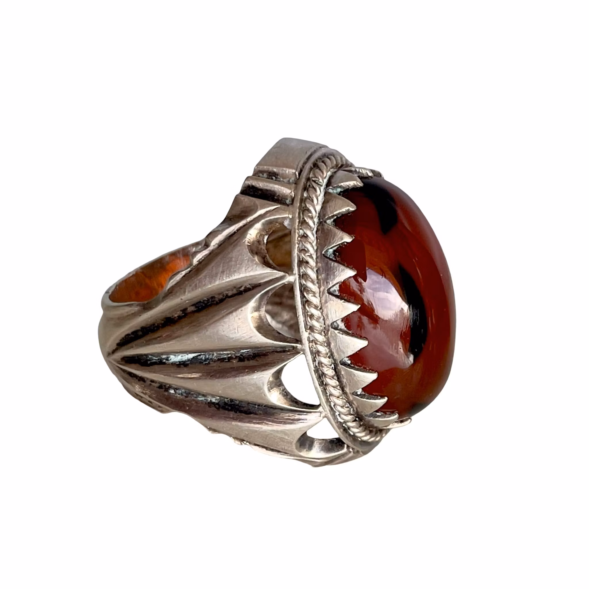 Vintage silverring med 20 ct stor Agat/karneol - 14 g