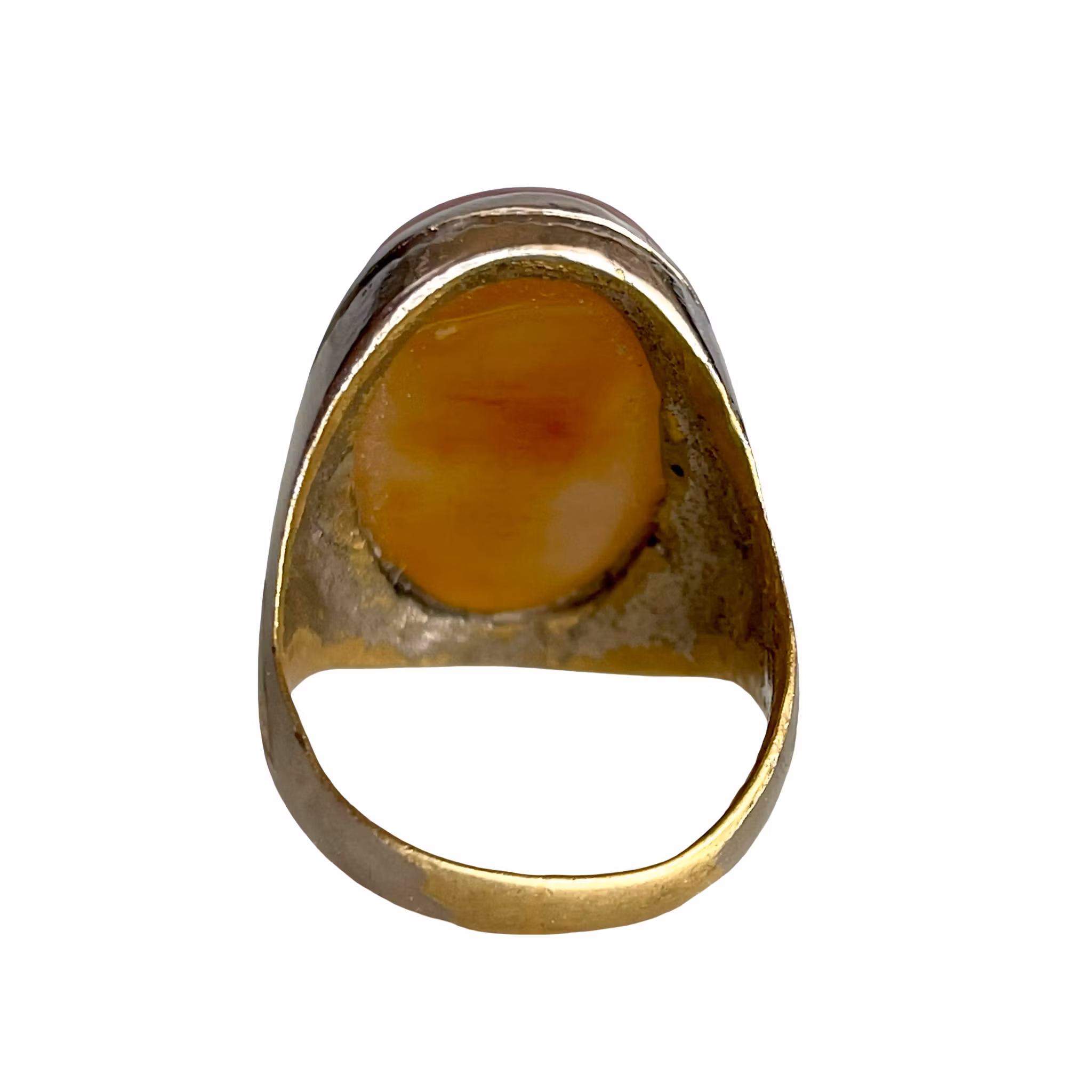 Antik herrring med stor agat ca 28 ct - Silverfärgad koppar