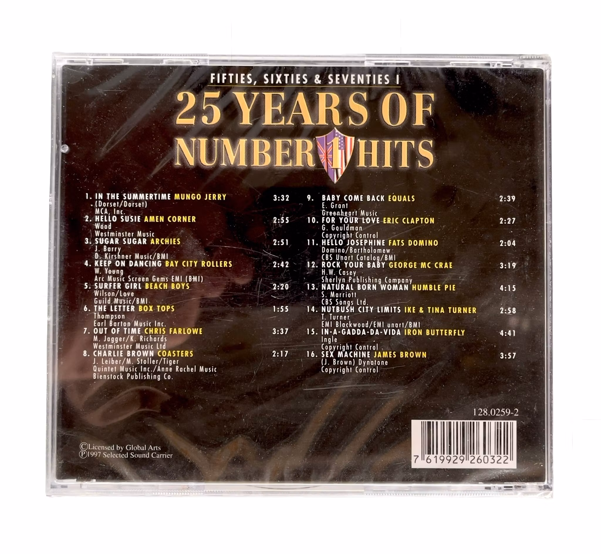 25 Years of Number 1 Hits - Inplastad CD - 50s, 60s & 70s - 16 klassiska hits