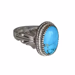 Vintage ring i silver - Naturlig Nishapur turkos ca 9 ct - Handarbetad orientalisk design