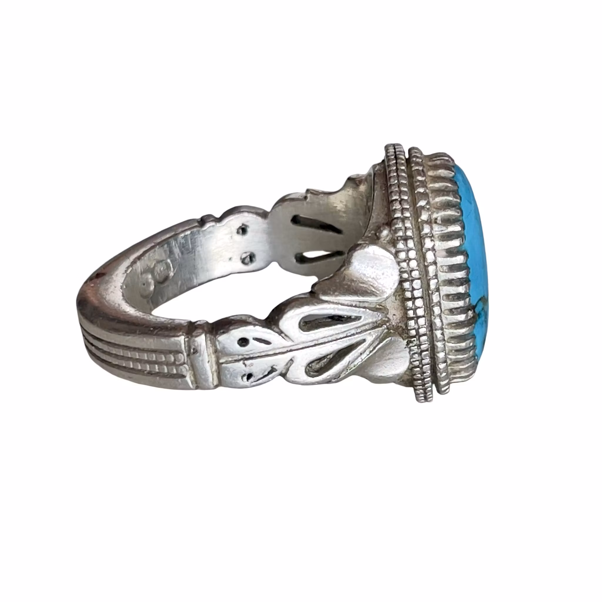 Vintage ring i silver - Naturlig Nishapur turkos ca 9 ct - Handarbetad orientalisk design