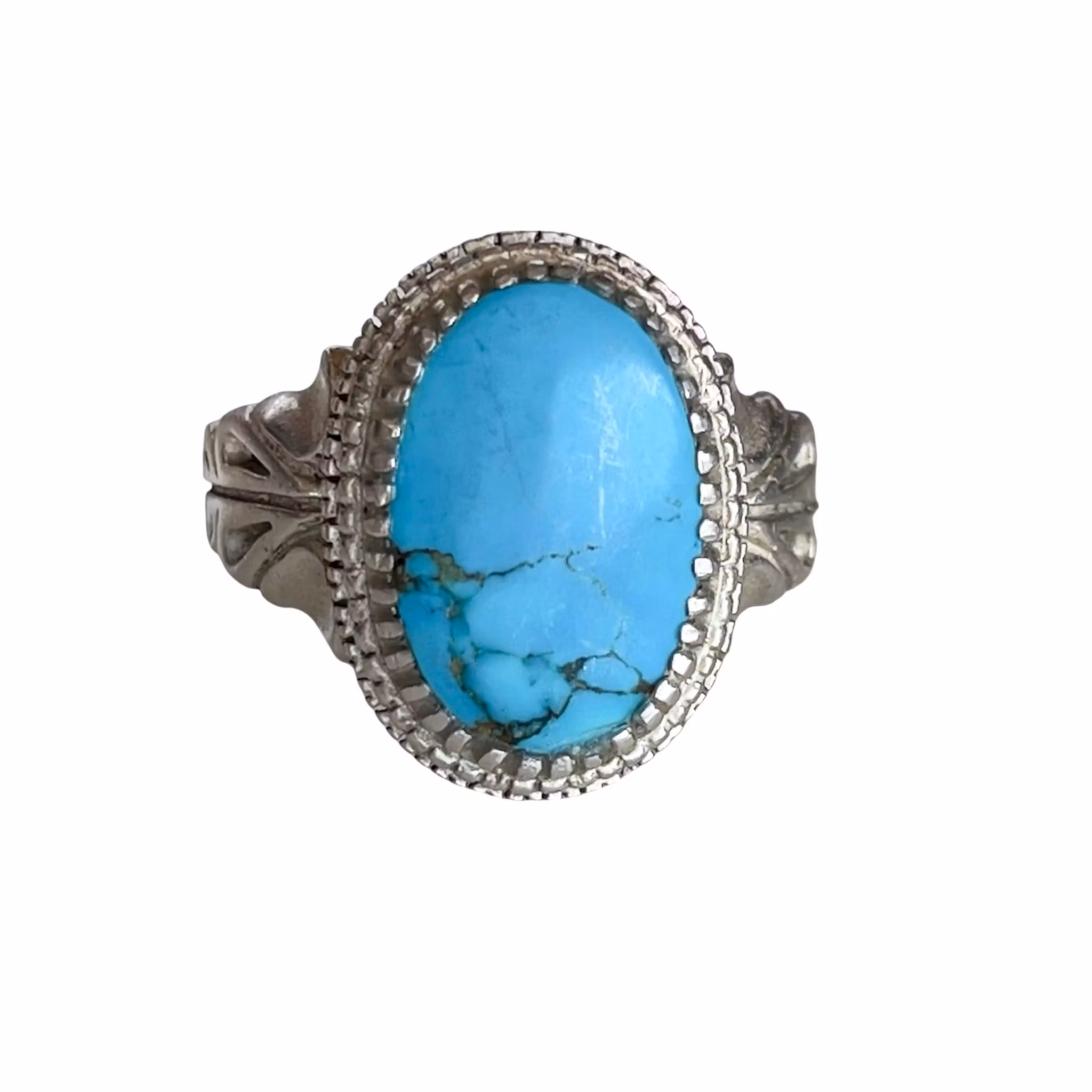 Vintage ring i silver - Naturlig Nishapur turkos ca 9 ct - Handarbetad orientalisk design