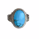 Vintage ring i silver - Naturlig Nishapur turkos ca 9 ct - Handarbetad orientalisk design