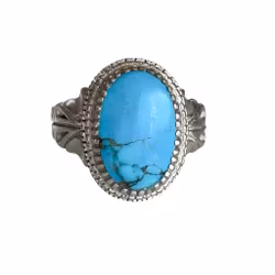 Vintage ring i silver - Naturlig Nishapur turkos ca 9 ct - Handarbetad orientalisk design