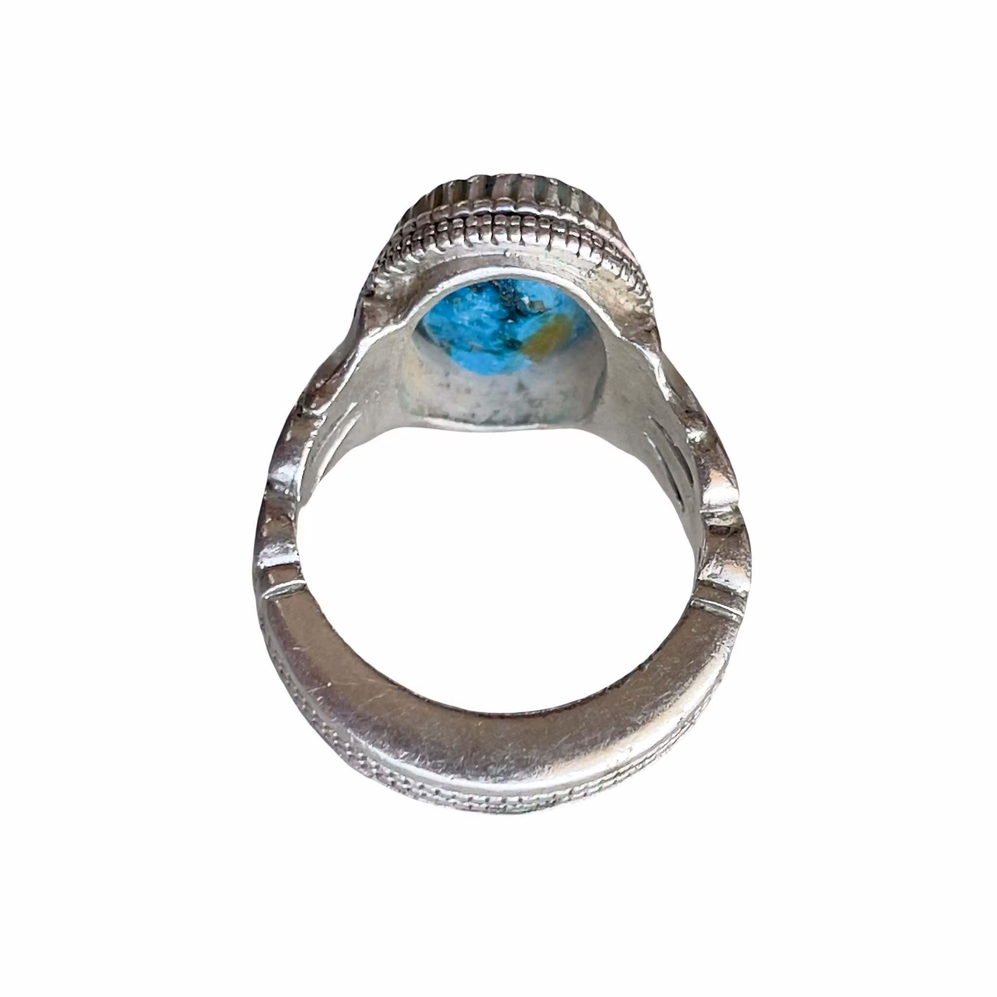 Vintage ring i silver - Naturlig Nishapur turkos ca 9 ct - Handarbetad orientalisk design