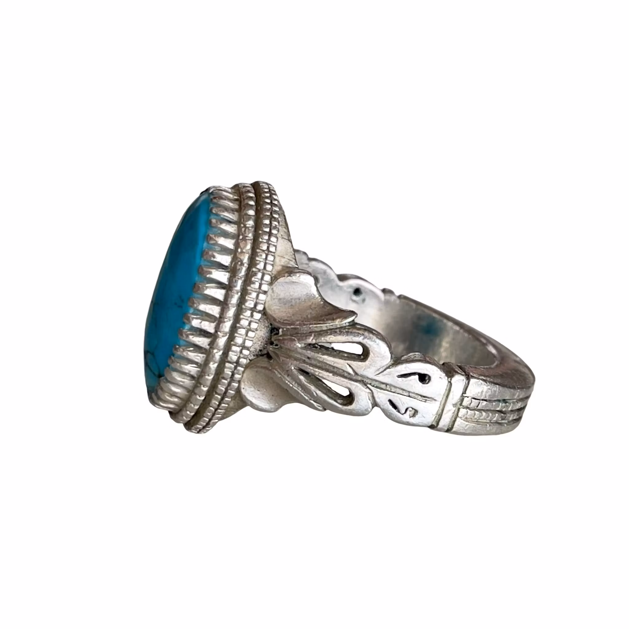 Vintage ring i silver - Naturlig Nishapur turkos ca 9 ct - Handarbetad orientalisk design