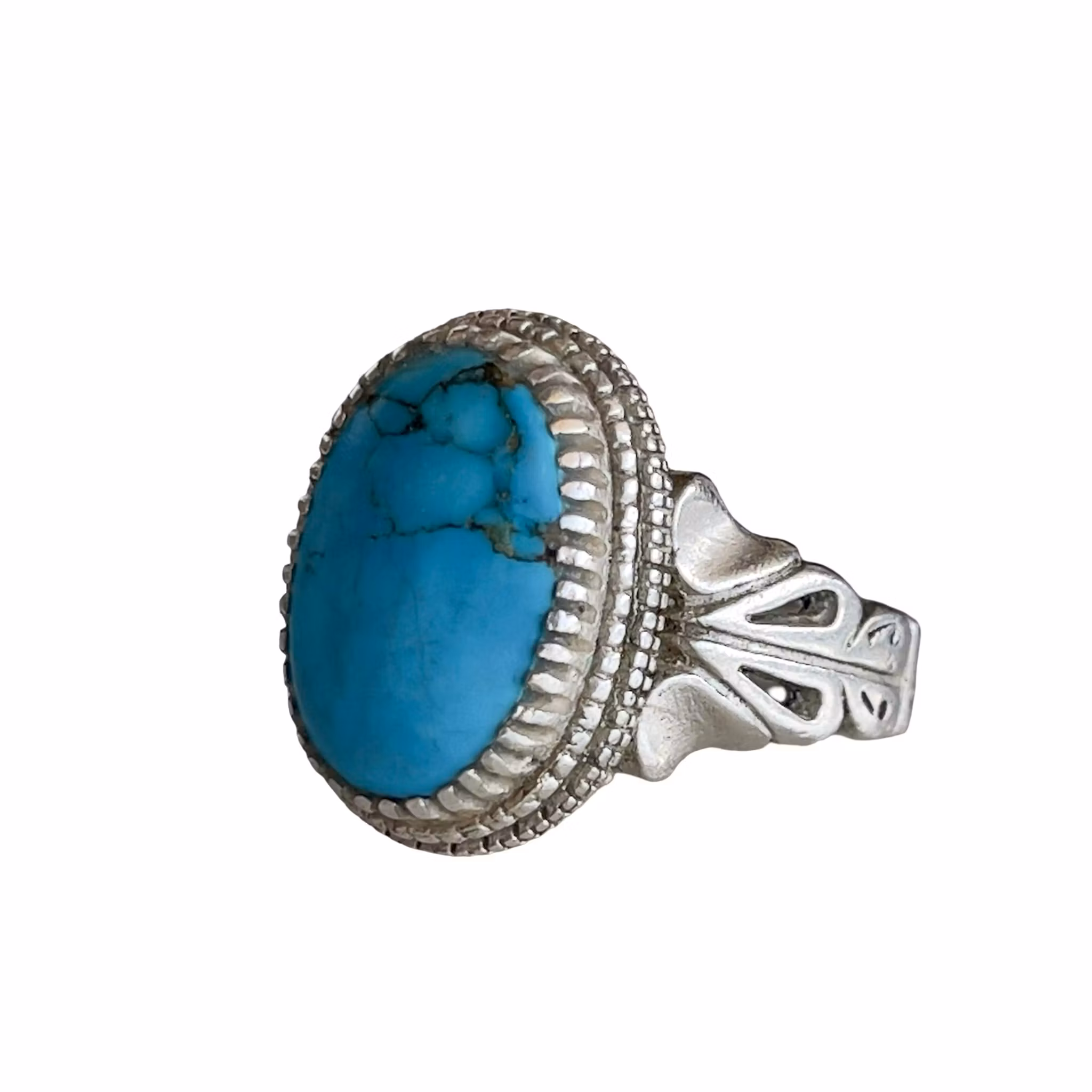 Vintage ring i silver - Naturlig Nishapur turkos ca 9 ct - Handarbetad orientalisk design
