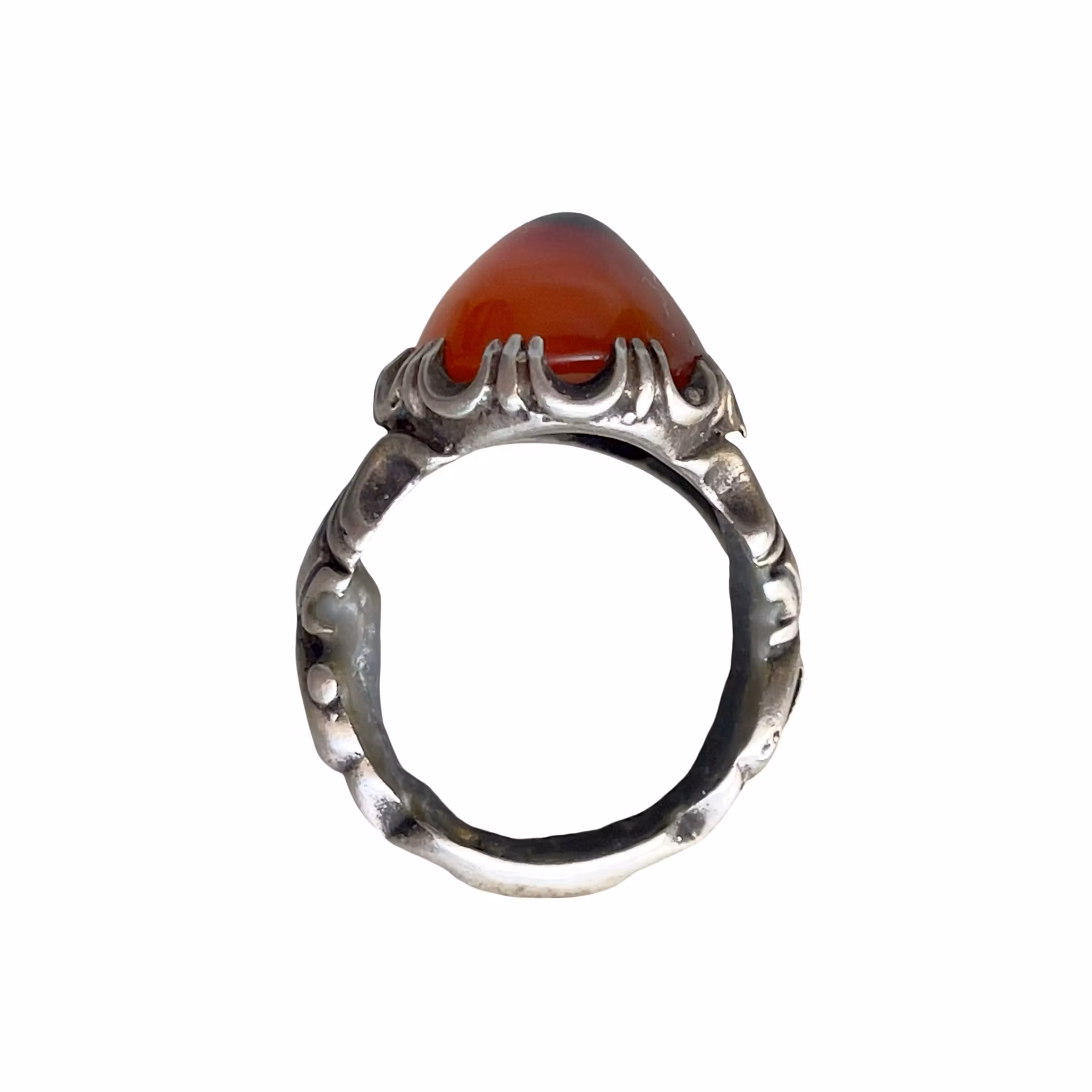 Vintage Silverring med ca 15 ct Naturlig Jemenitisk Ögon agat - 10 g