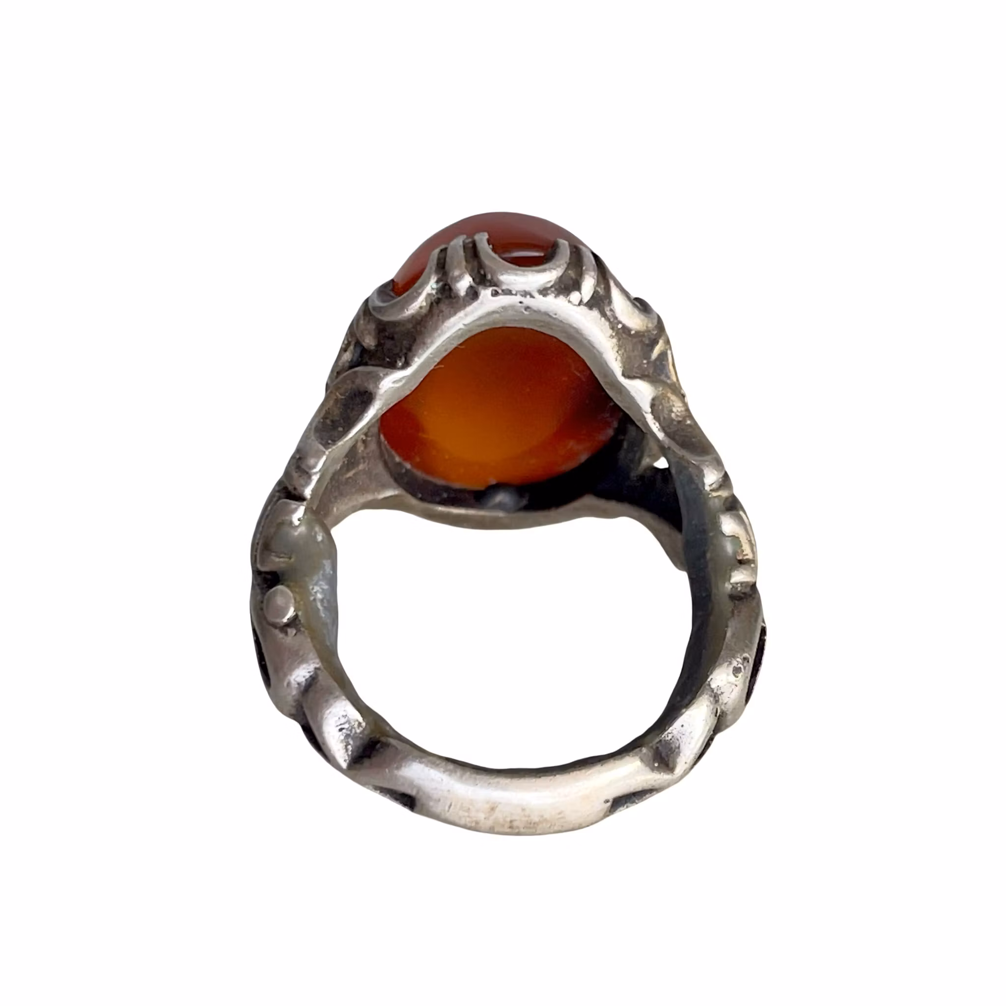 Vintage Silverring med ca 15 ct Naturlig Jemenitisk Ögon agat - 10 g