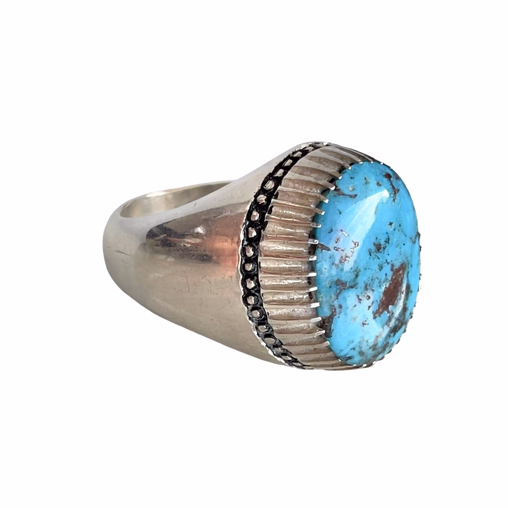 Vintage Silverring med 12 ct Naturlig Nishapur Turkos - 19,5 g