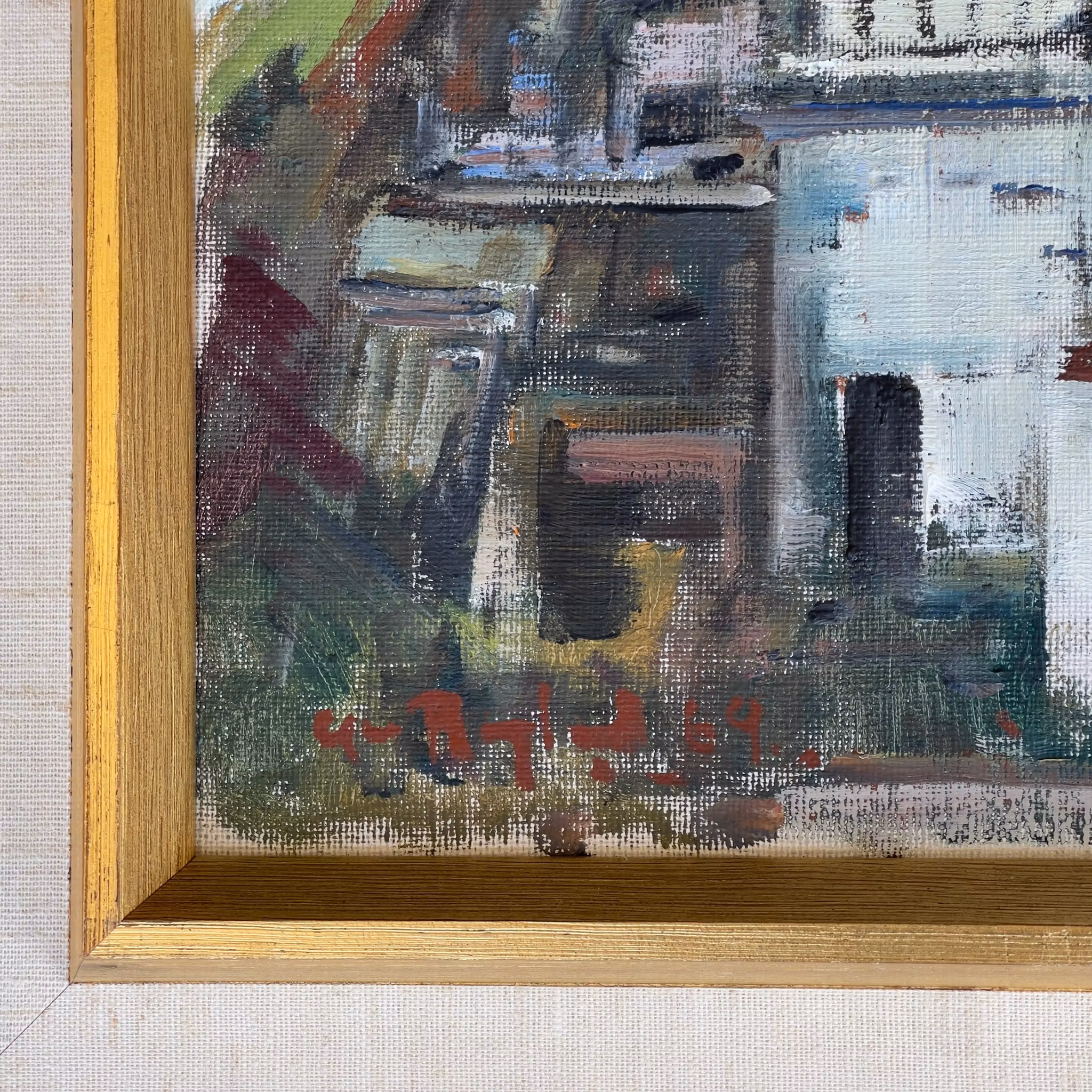 Gunnar Berglund (1906-1992) - Capri 1969 Stadsmotiv - Oljemålning på duk