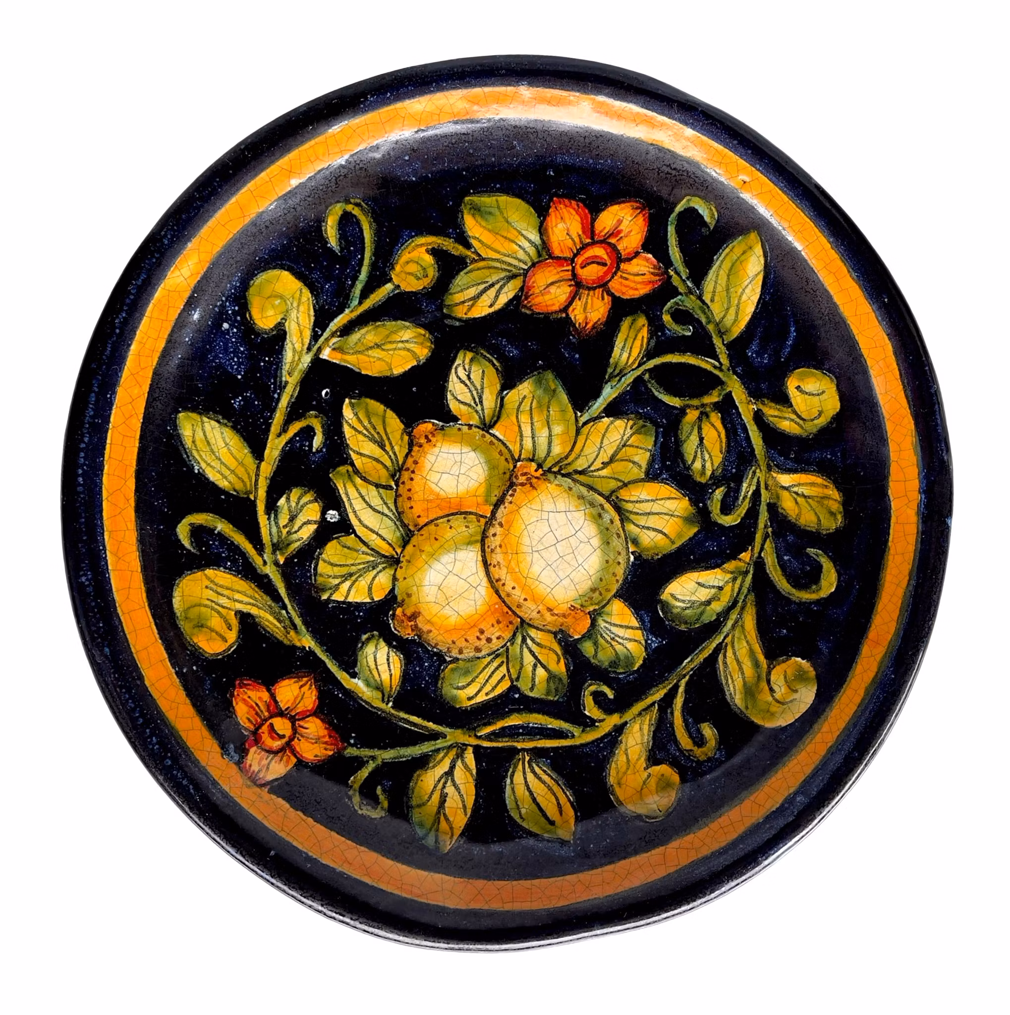 Vintage Talavera Mexikanskt Keramikfat - Handmålat Fruktmotiv - Glaserat - Mexico