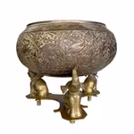 Vintage Mässingsskål - 3 Elefanter - Graverad Dekor - Orientalisk Design