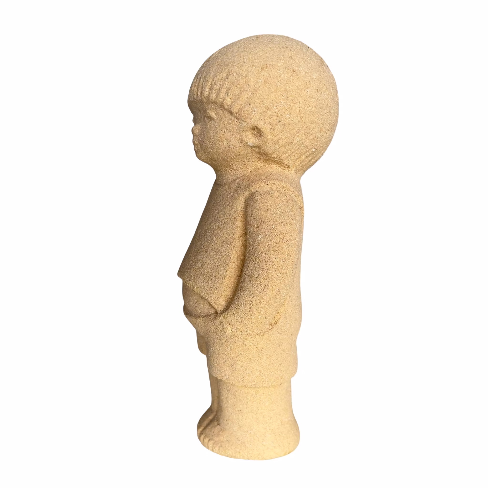 Vintage Stone Art - Pojkfigur i Sandsten - Marbell - Belgien 1970-tal