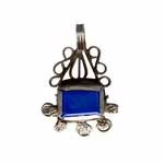 Antikt Silver hänge - Blå Lapis Lazuli - Filigran - Orientaliskt Silversmycke