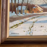 Henning Bjerdam (1879-1959) - Oljemålning på Duk - Vinterlandskap med Gård