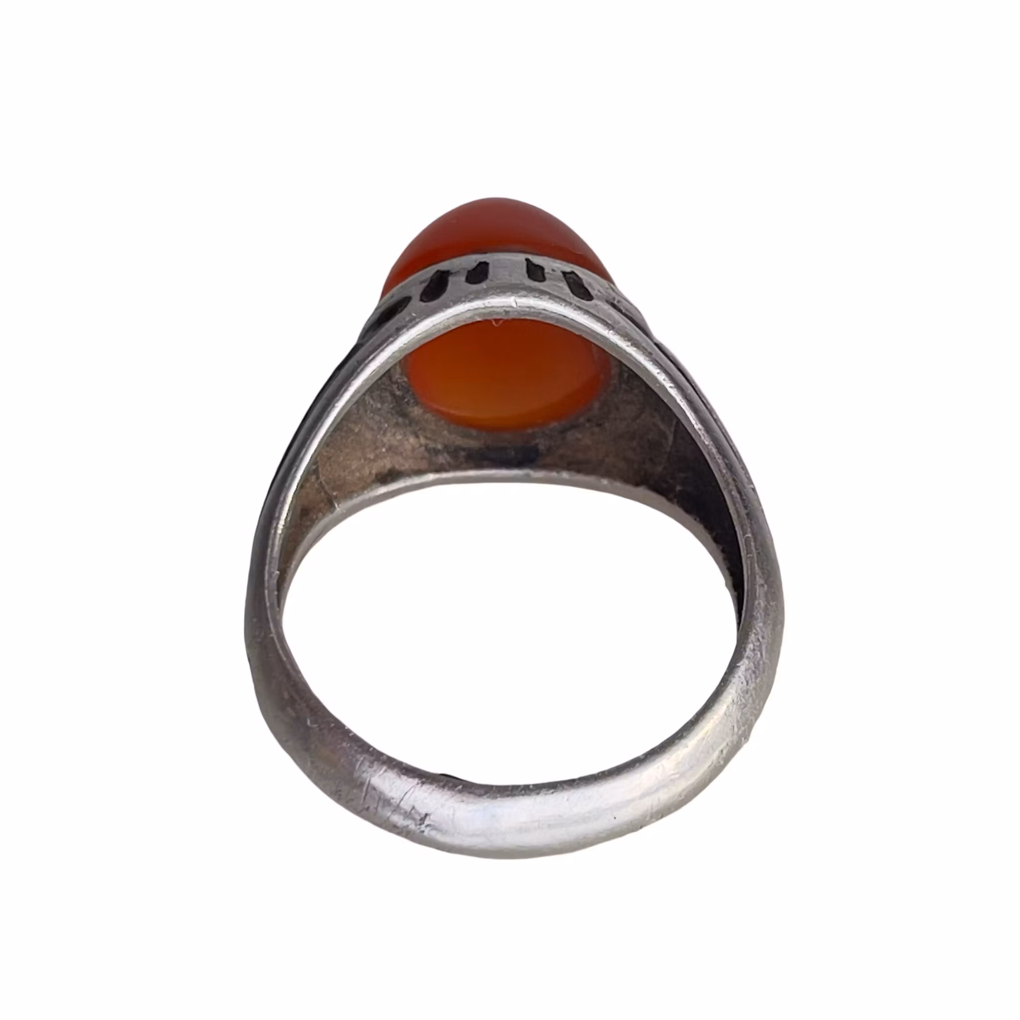 Vintage Silverring med 10 ct röd Karneol - Röd Agat - Dekorativ Ringskena