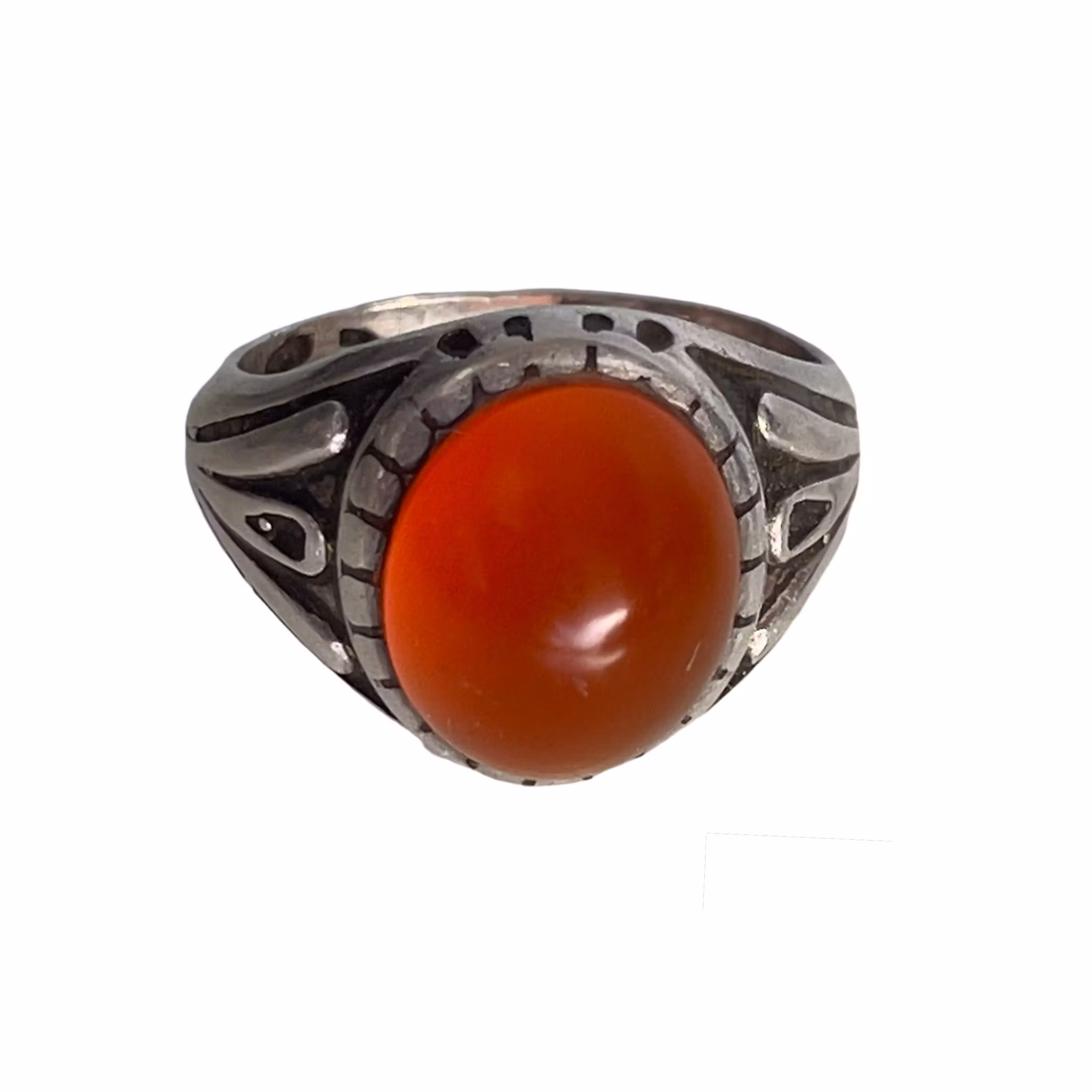 Vintage Silverring med 10 ct röd Karneol - Röd Agat - Dekorativ Ringskena