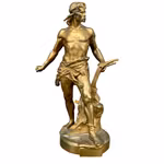 Émile Boisseau (1842-1923) - Antik Fransk Skulptur - Förgylld gjutmetall - Signerad - 1800-tal