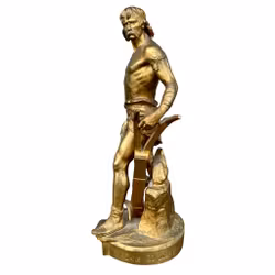 Émile Boisseau (1842–1923) – Antike französische Skulptur – Vergoldetes Gussmetall – Signiert – 19. Jahrhundert